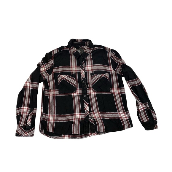 Rails Women’s Plaid Button-Down Shirt – Black, Red & White, Size M - Picture 2 of 8